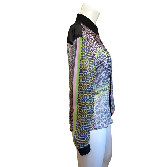 Clover Canyon Women's Multicolored Collared Long Sleeve Sheer Blouse sz XS EUC - Picture 4 of 8